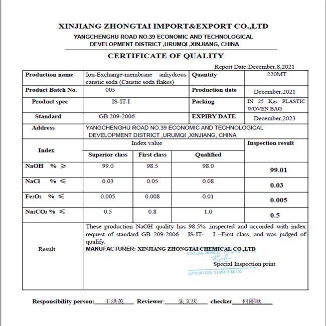 Punto di ebollizione della soda caustica del NaOH GB209-2018 1390C solubile in acqua per la fabbricazione di carta